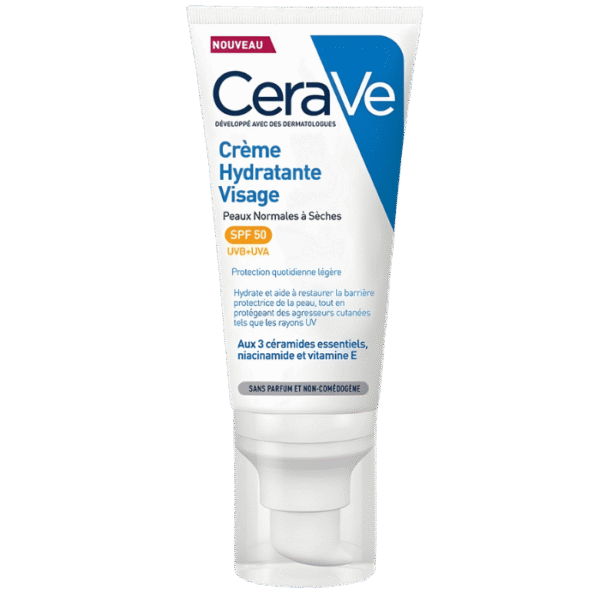 Cerave Crème Hydratante Visage Peau Normale à Sèche SPF50 – 52ml