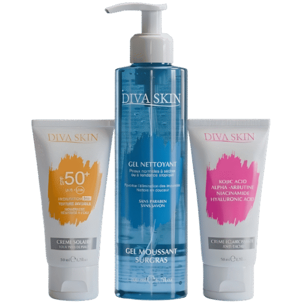 Diva Skin PACK Creme Anti Taches 50ml+ Gel Nettoyant 200ml + Ecran Invisible