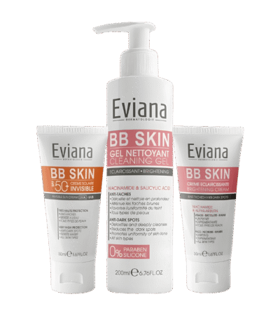 Eviana Crème Éclaircissante + Gel Nettoyant + Écran Invisible (PACK)
