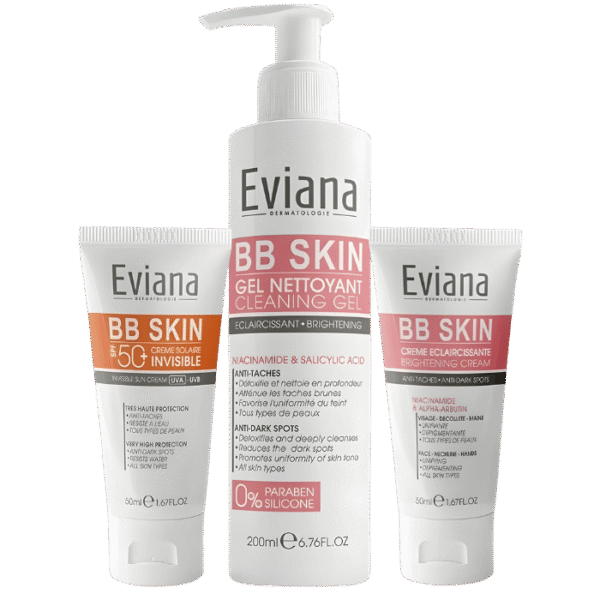 Eviana Crème Éclaircissante + Gel Nettoyant + Écran Invisible (PACK)
