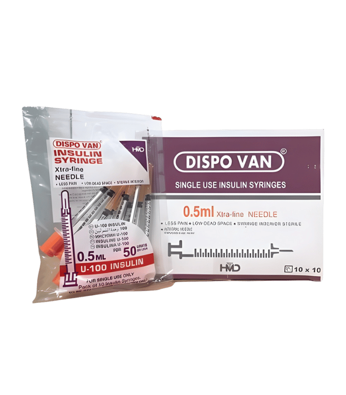 Seringues à insuline DISPO VAN 0,5 ml – Aiguille extra-fine – Boîte de 100
