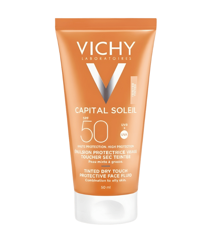 Vichy Capital Soleil Émulsion Protectrice Toucher Sec Teintée SPF50 – 50 ml Vichy Capital Soleil Émulsion Protectrice Toucher Sec Teintée SPF50 – 50 ml