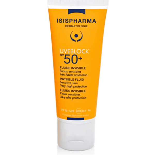 Isispharma Uveblock Fluide SPF50+ Visage Peaux Sensibles Invisible ou Teinté 40ml