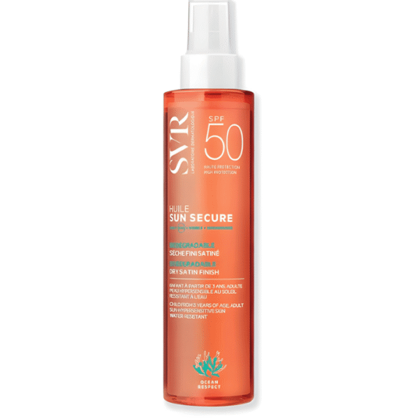 Svr Sun Secure Huile Sèche SPF50 Fini Satiné Protection Solaire Visage Corps Cheveux 200ml
