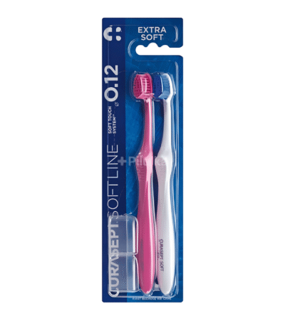 Curasept Softline 0.12 Extra Soft Pack Brosses à Dents Extra Souples Rose et Blanc 2 unités