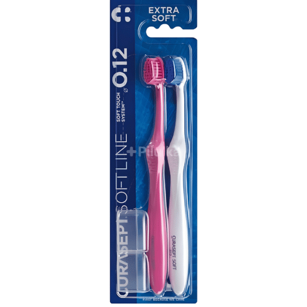 Curasept Softline 0.12 Extra Soft Pack Brosses à Dents Extra Souples Rose et Blanc 2 unités