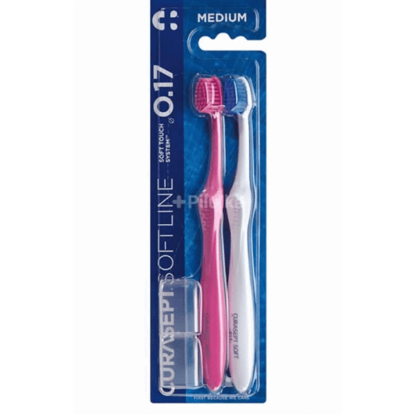 Curasept Softline 0.17 Medium Pack Brosses à Dents Rose et Blanc 2 unités