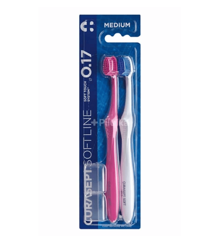 Curasept Softline 0.17 Medium Pack Brosses à Dents Rose et Blanc 2 unités Curasept Softline 0.17 Medium Pack Brosses à Dents Rose et Blanc 2 unités