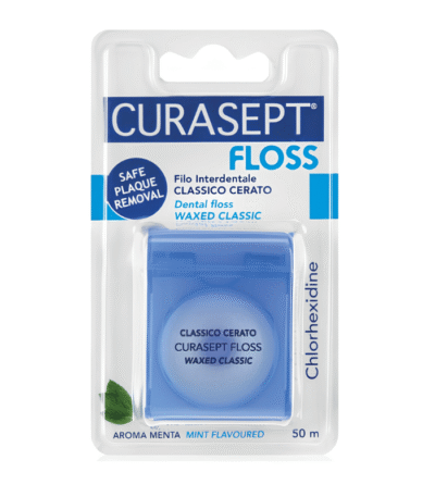Curasept Fil Dentaire Ciré à la Menthe avec Chlorhexidine 50 m