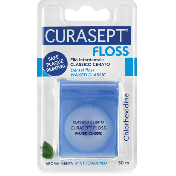 Curasept Fil Dentaire Ciré à la Menthe avec Chlorhexidine 50 m