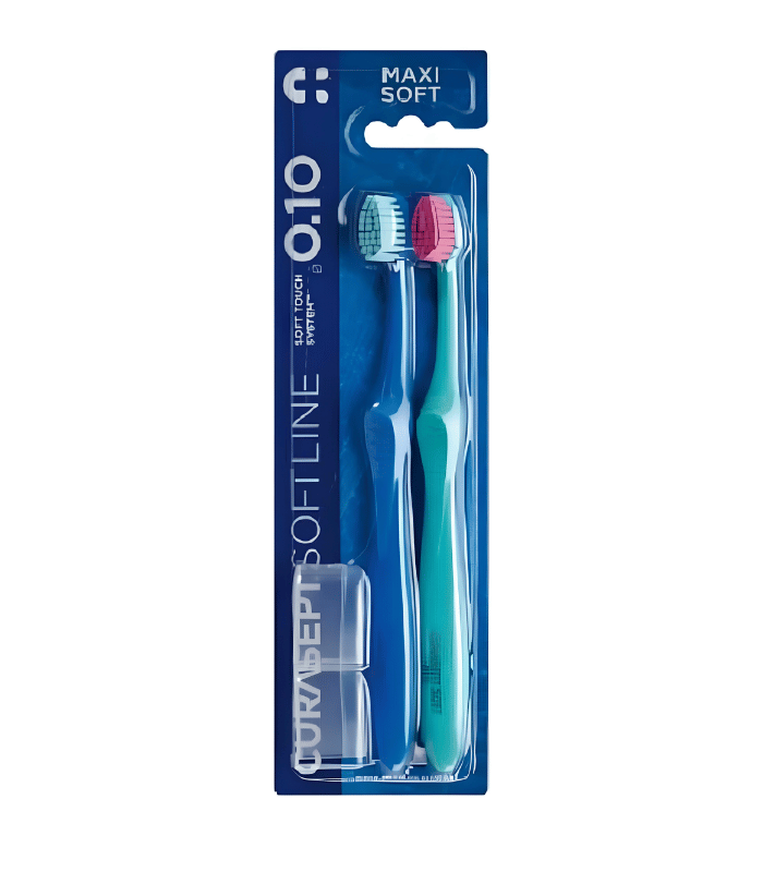 Curasept Softline 0.10 Maxi Soft Pack Brosses à Dents Bleu et Vert 2 unités Curasept Softline 0.10 Maxi Soft Pack Brosses à Dents Bleu et Vert 2 unités