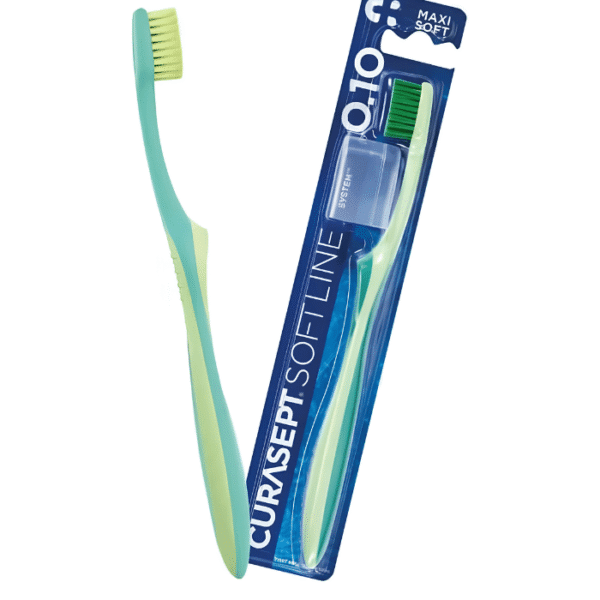 Curasept Softline 0.10 Maxi Soft Brosse à Dents Jaune pour Brossage Doux