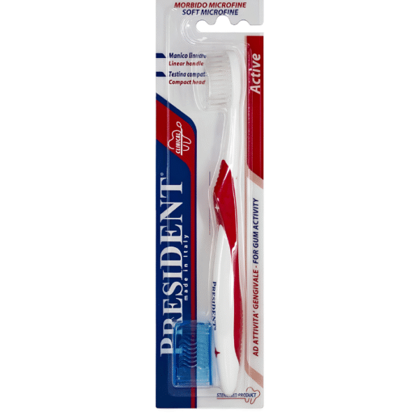 President Active Brosse à Dents Souple Microfine pour Gencives Sensibles