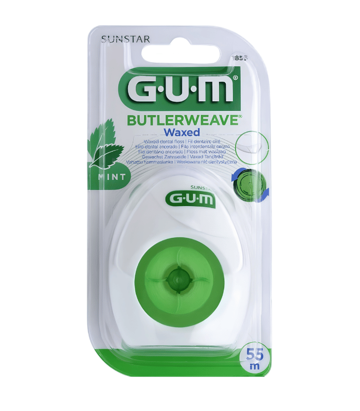 Gum Butlerweave Mentholé Ciré Fil Dentaire 55m Gum Butlerweave Mentholé Ciré Fil Dentaire 55m