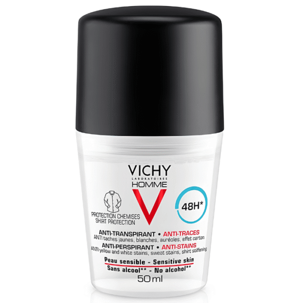 Vichy Homme Déodorant Bille Anti-Traces 48H Protection Chemises Peau Sensible 50ml