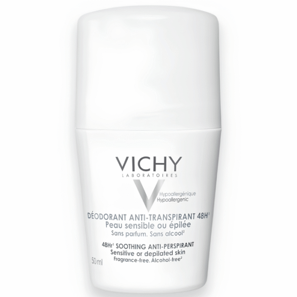 Vichy Déodorant Roll-On Anti-Transpirant 48H Peaux Sensibles ou Épilées 50ml